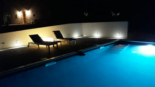 Night time swimming pool
