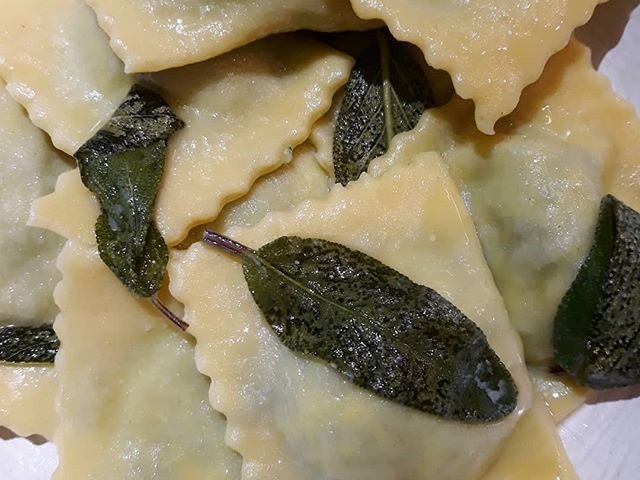 ravioli with butter and sage